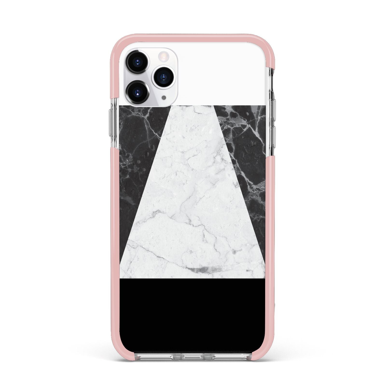 Marble White Black iPhone 11 Pro Max Impact Pink Edge Case