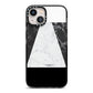 Marble White Black iPhone 13 Black Impact Case on Silver phone