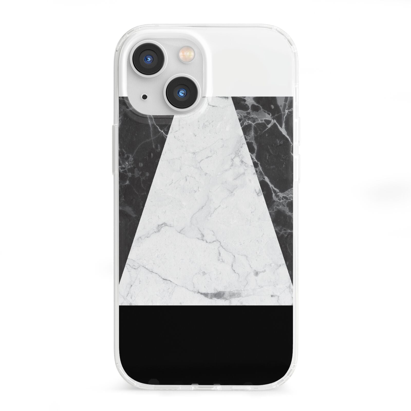 Marble White Black iPhone 13 Mini Clear Bumper Case
