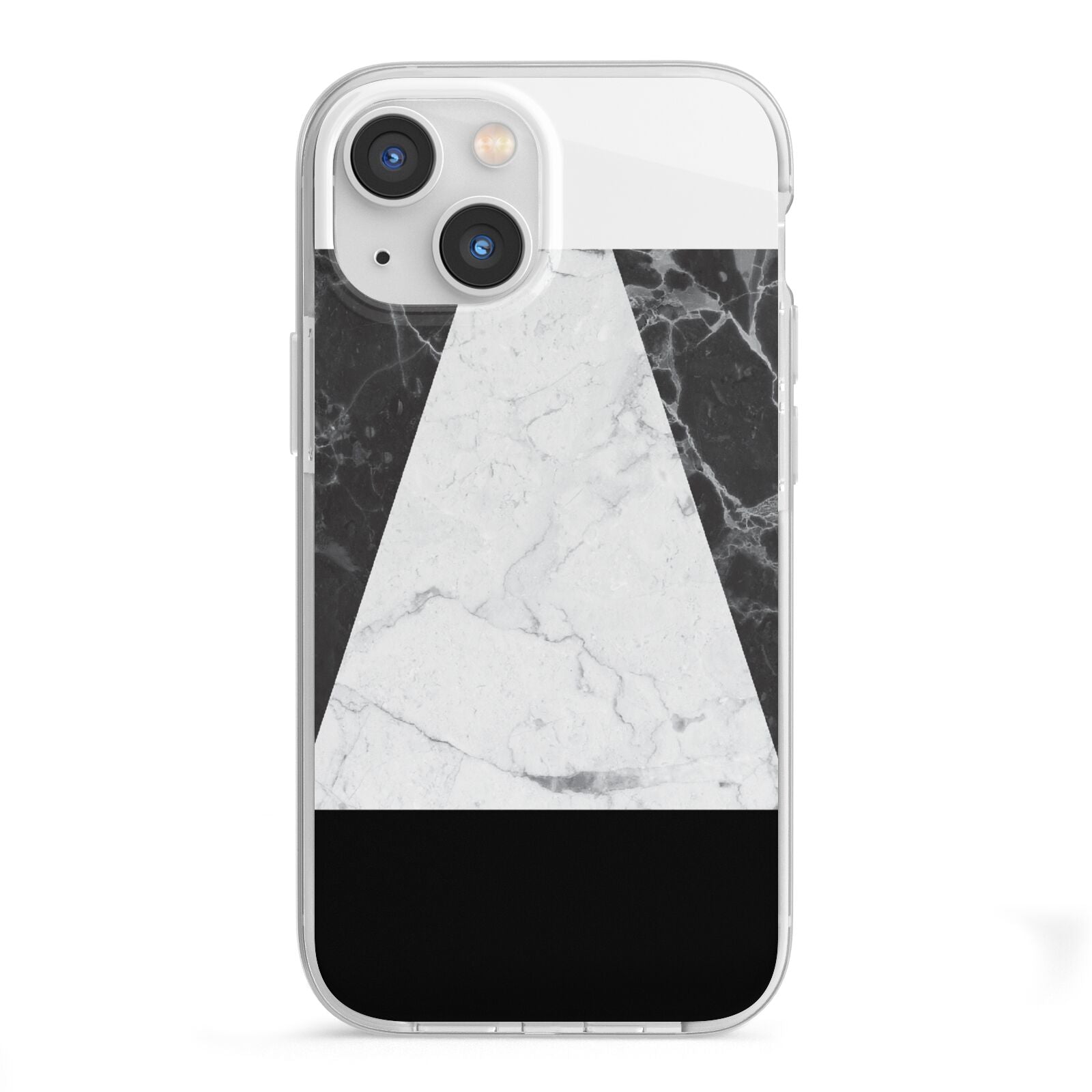 Marble White Black iPhone 13 Mini TPU Impact Case with White Edges