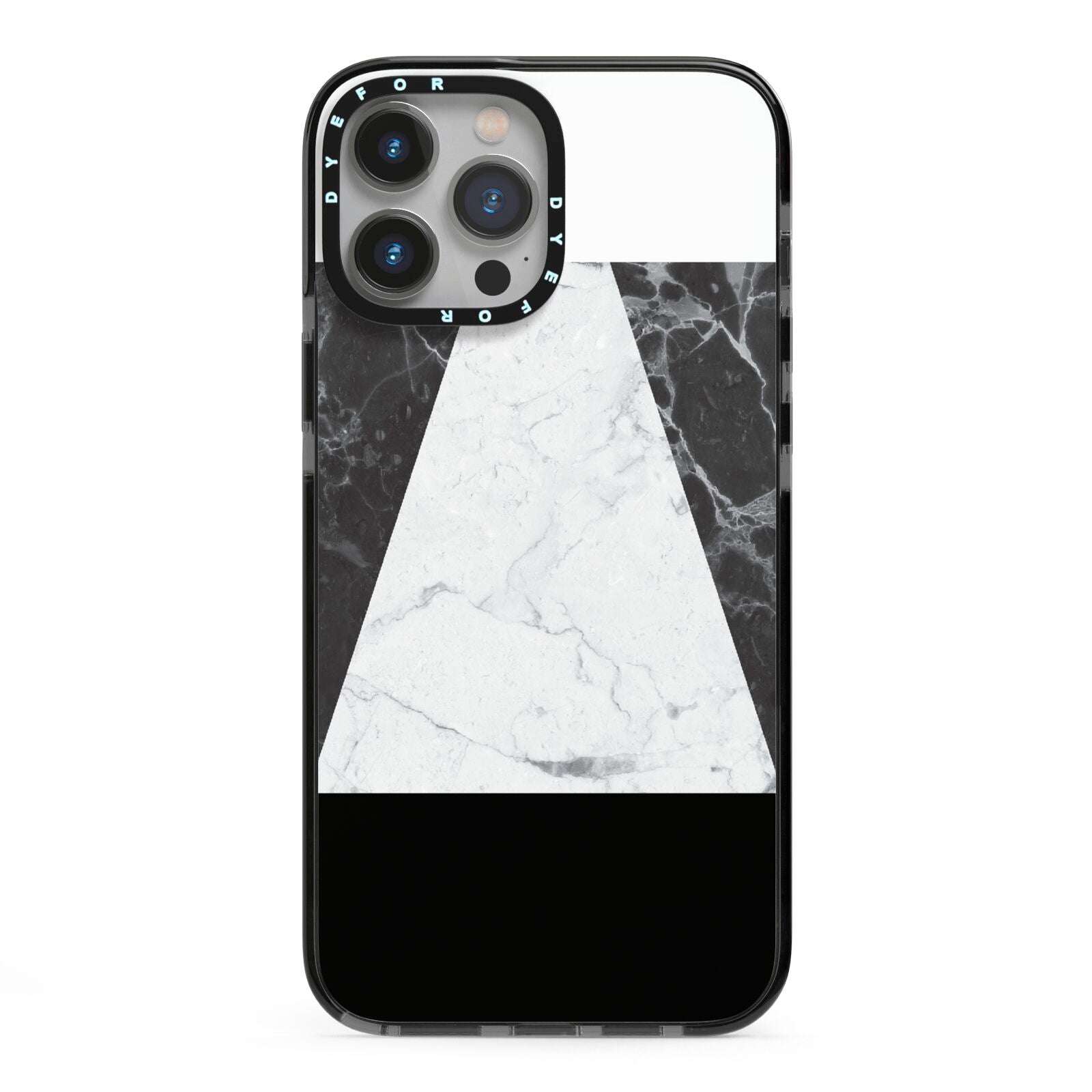 Marble White Black iPhone 13 Pro Max Black Impact Case on Silver phone