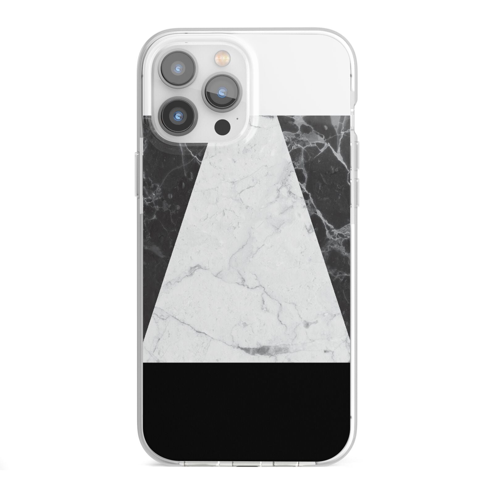 Marble White Black iPhone 13 Pro Max TPU Impact Case with White Edges