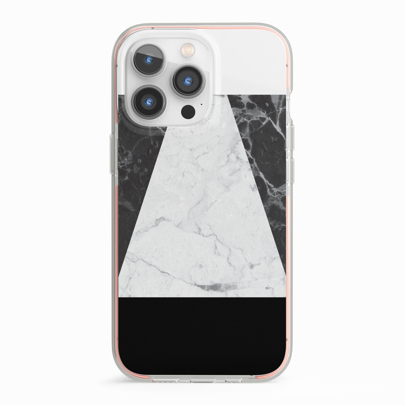 Marble White Black iPhone 13 Pro TPU Impact Case with Pink Edges