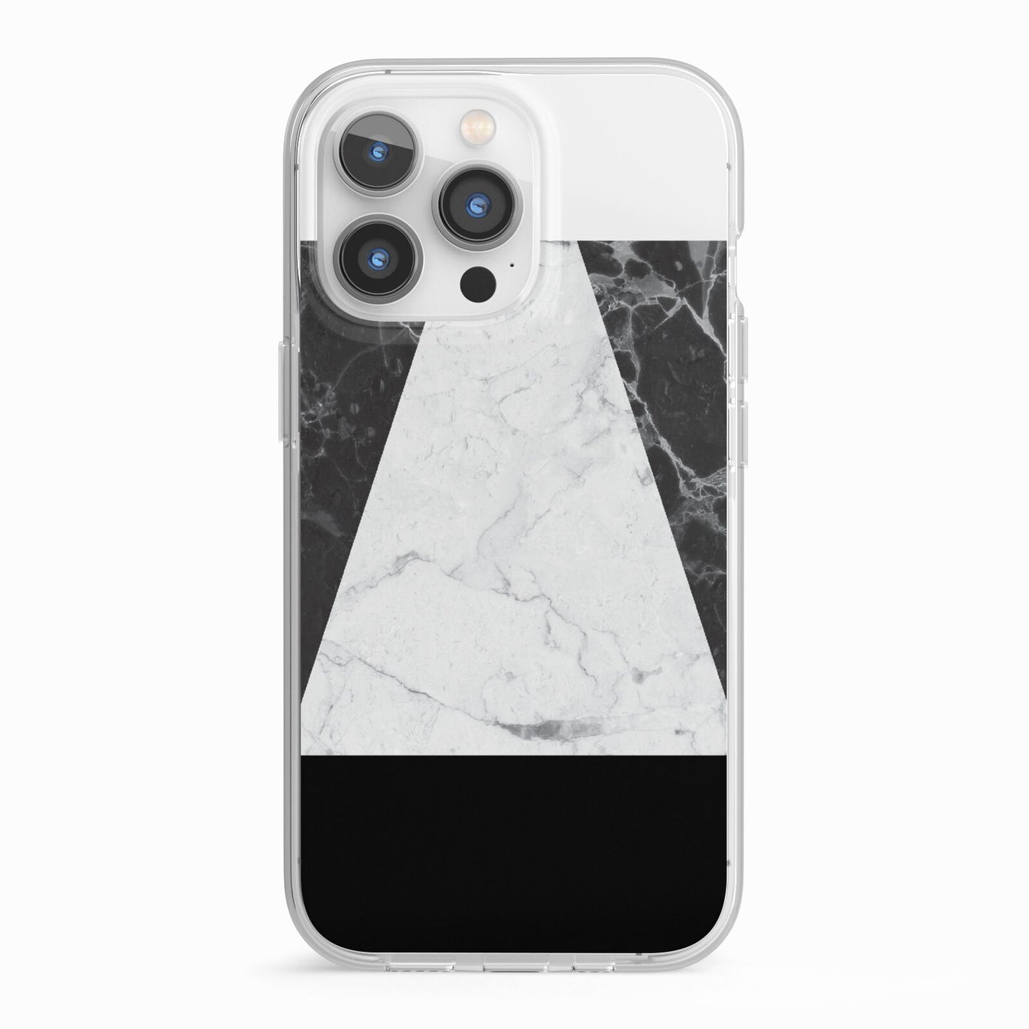 Marble White Black iPhone 13 Pro TPU Impact Case with White Edges