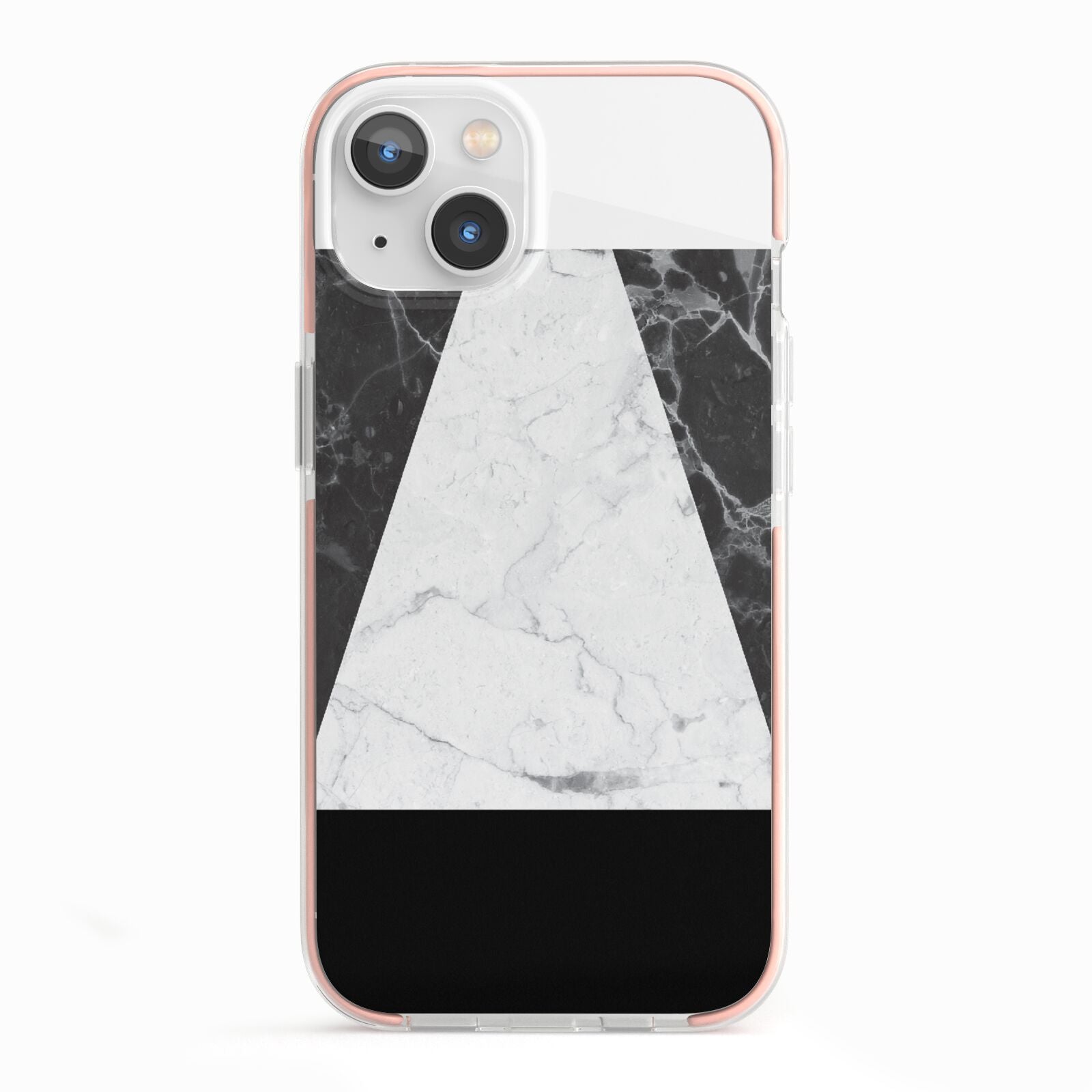 Marble White Black iPhone 13 TPU Impact Case with Pink Edges