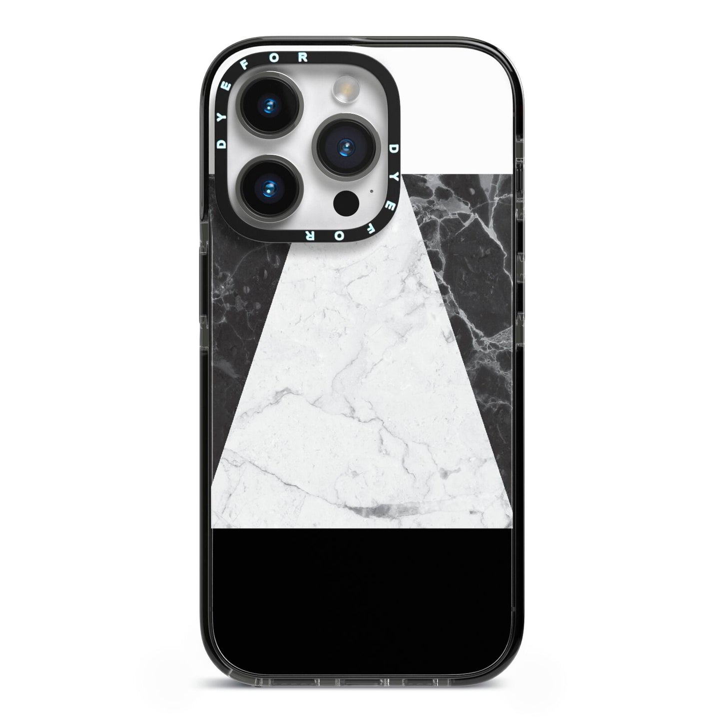 Marble White Black iPhone 14 Pro Black Impact Case on Silver phone