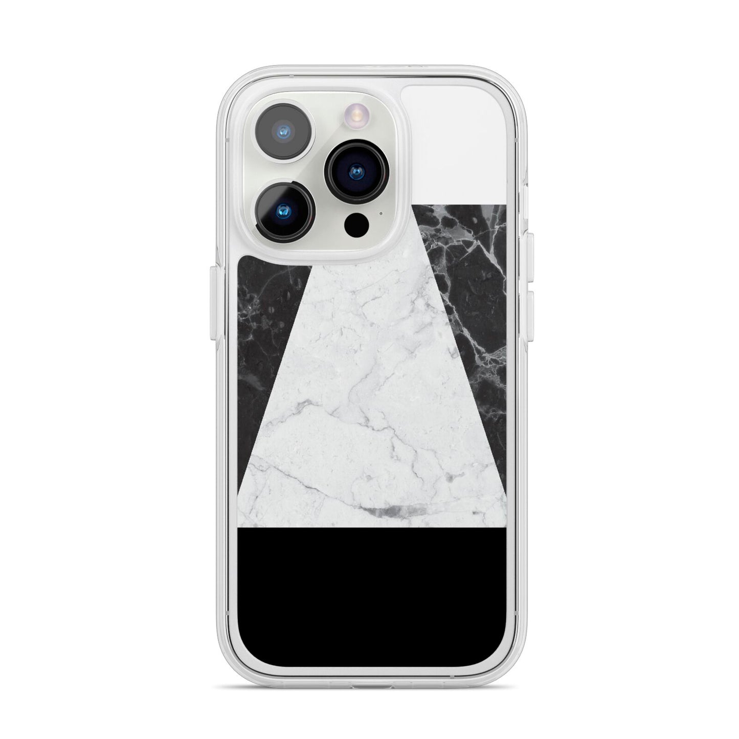 Marble White Black iPhone 14 Pro Clear Tough Case Silver