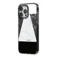 Marble White Black iPhone 14 Pro Max Black Impact Case Side Angle on Silver phone