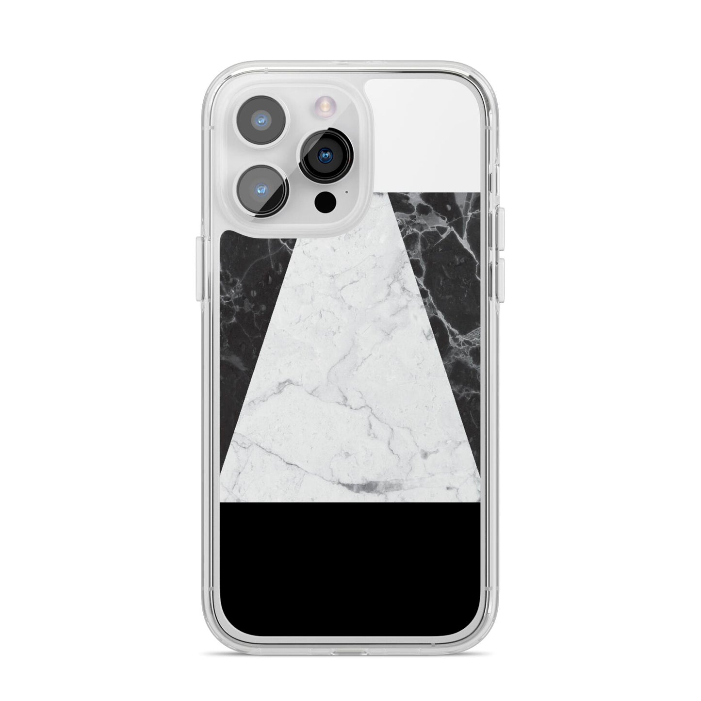 Marble White Black iPhone 14 Pro Max Clear Tough Case Silver
