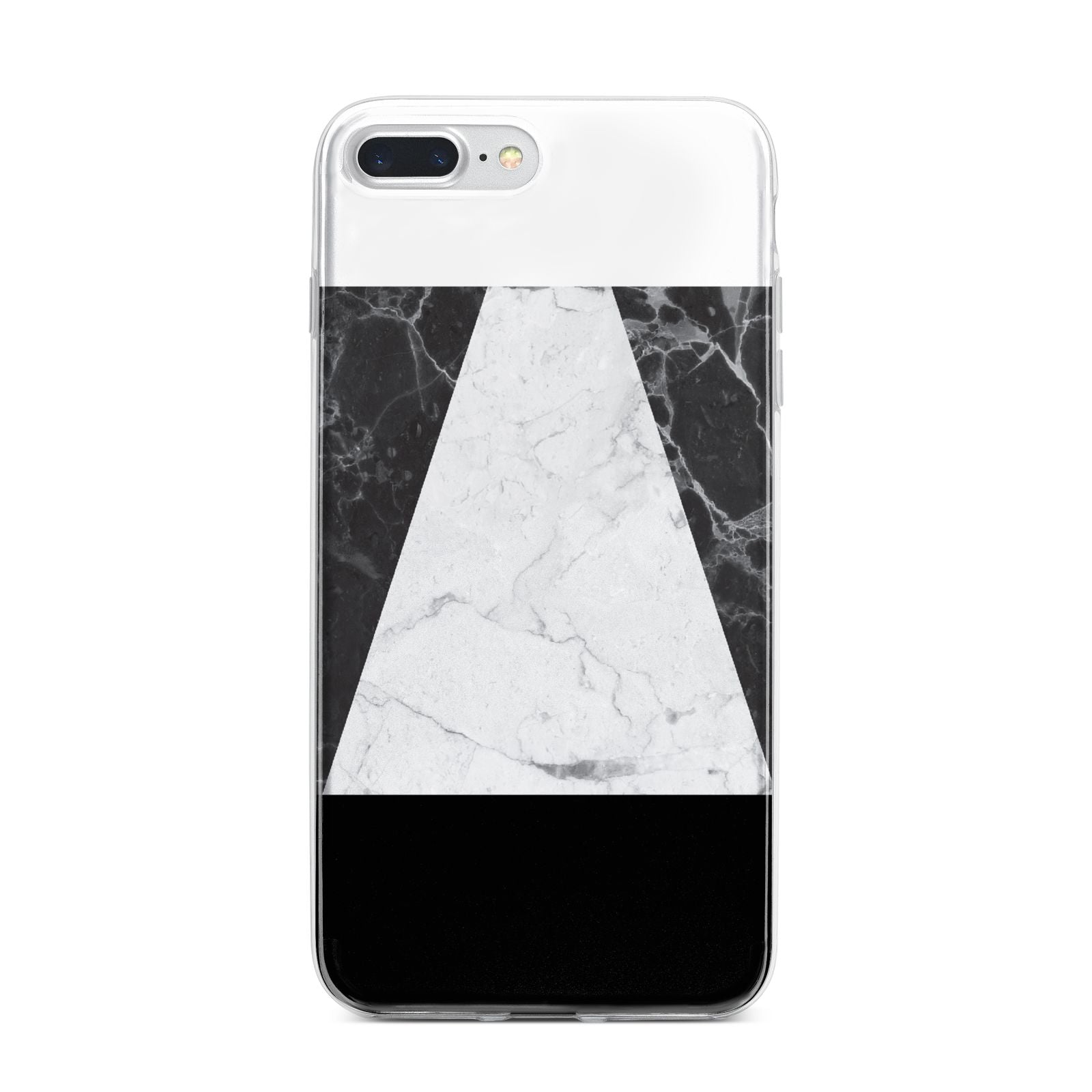 Marble White Black iPhone 7 Plus Bumper Case on Silver iPhone