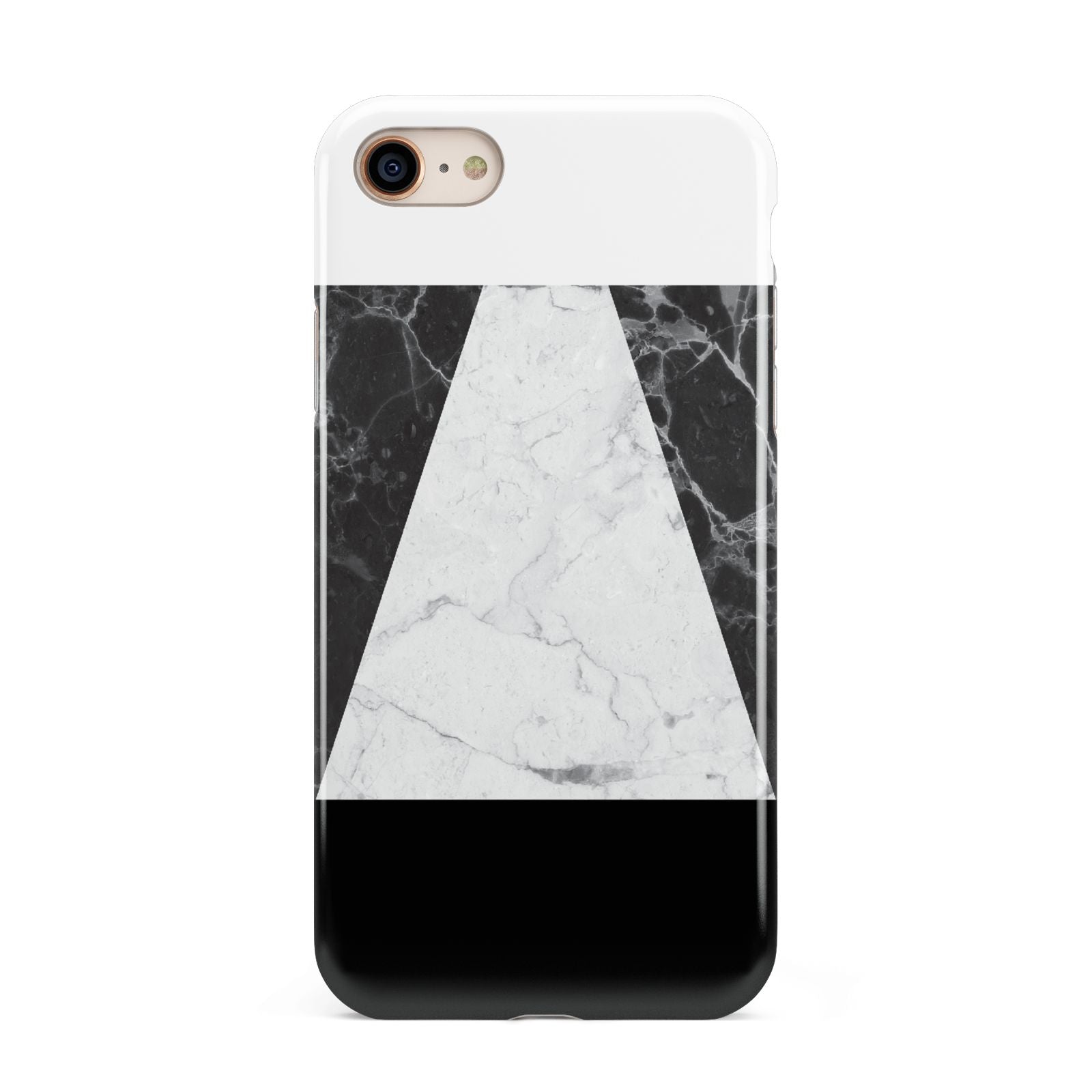 Marble White Black iPhone 8 3D Tough Case on Gold Phone