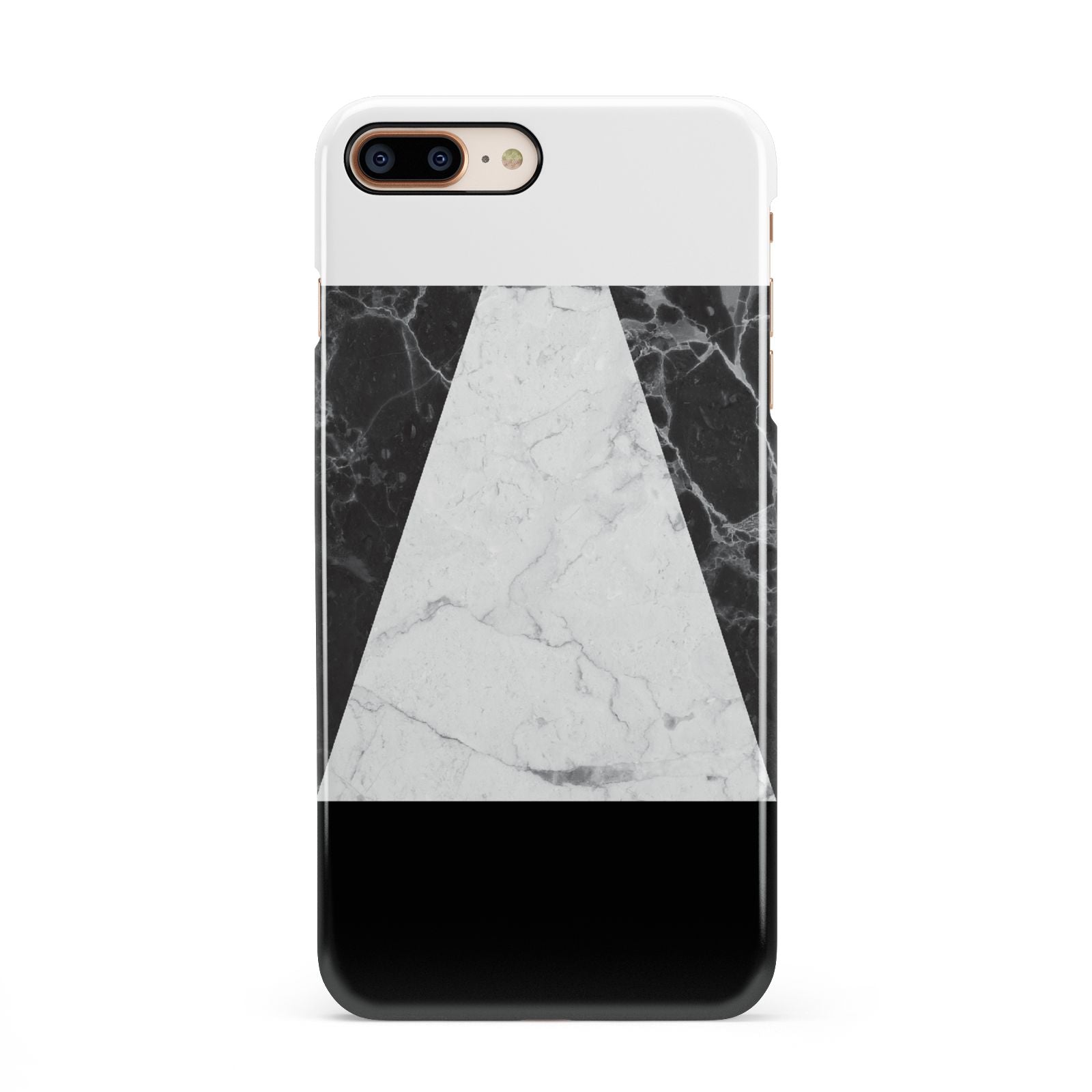 Marble White Black iPhone 8 Plus 3D Snap Case on Gold Phone