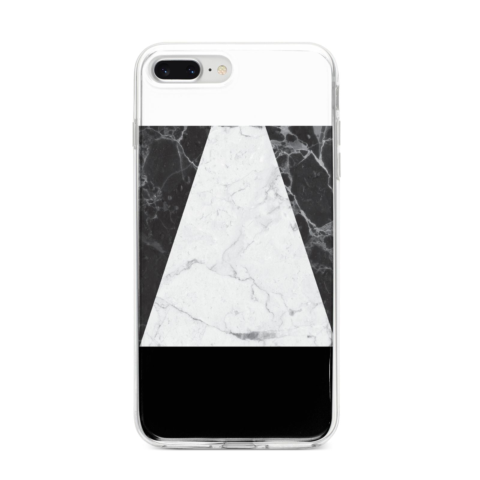 Marble White Black iPhone 8 Plus Bumper Case on Silver iPhone