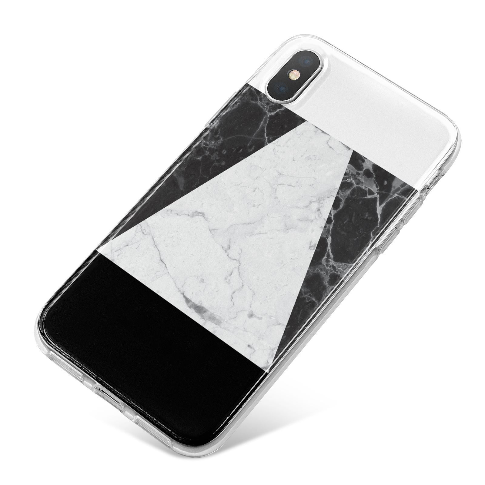 Marble White Black iPhone X Bumper Case on Silver iPhone