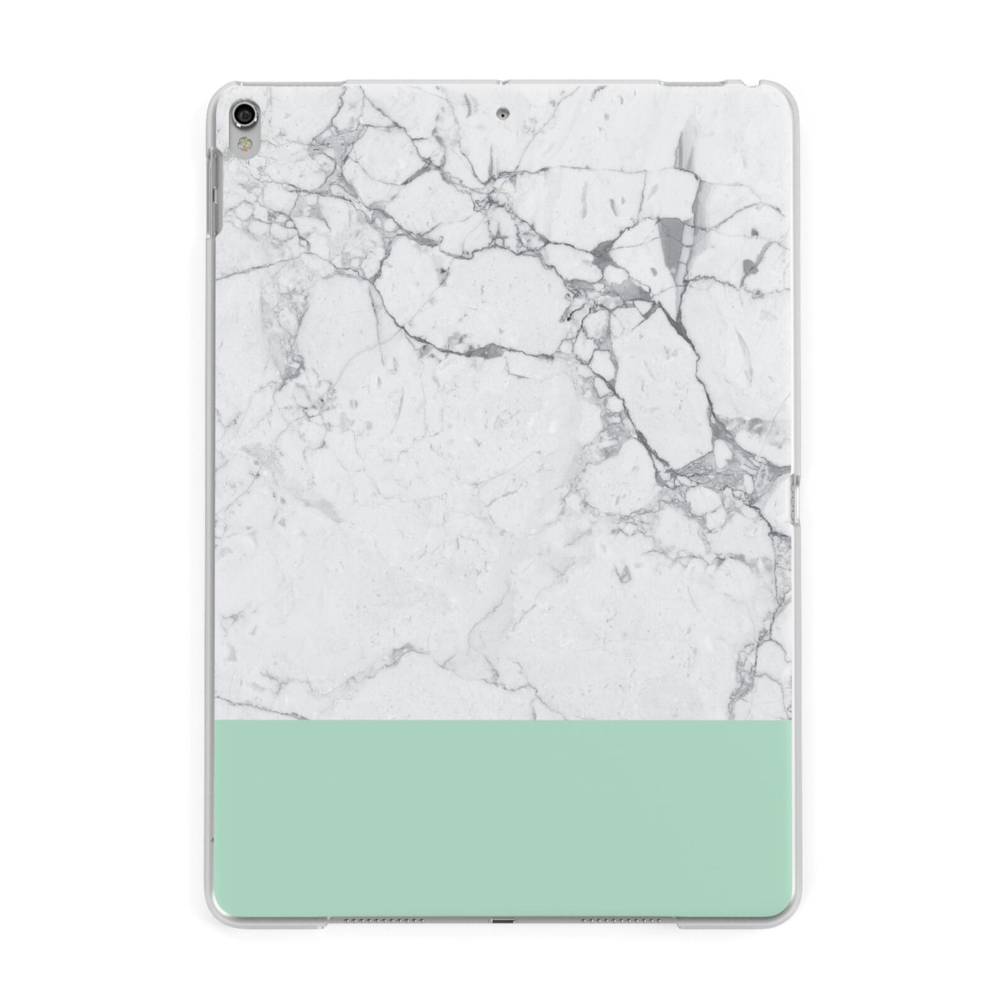 Marble White Carrara Green Apple iPad Silver Case
