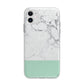 Marble White Carrara Green Apple iPhone 11 in White with Bumper Case