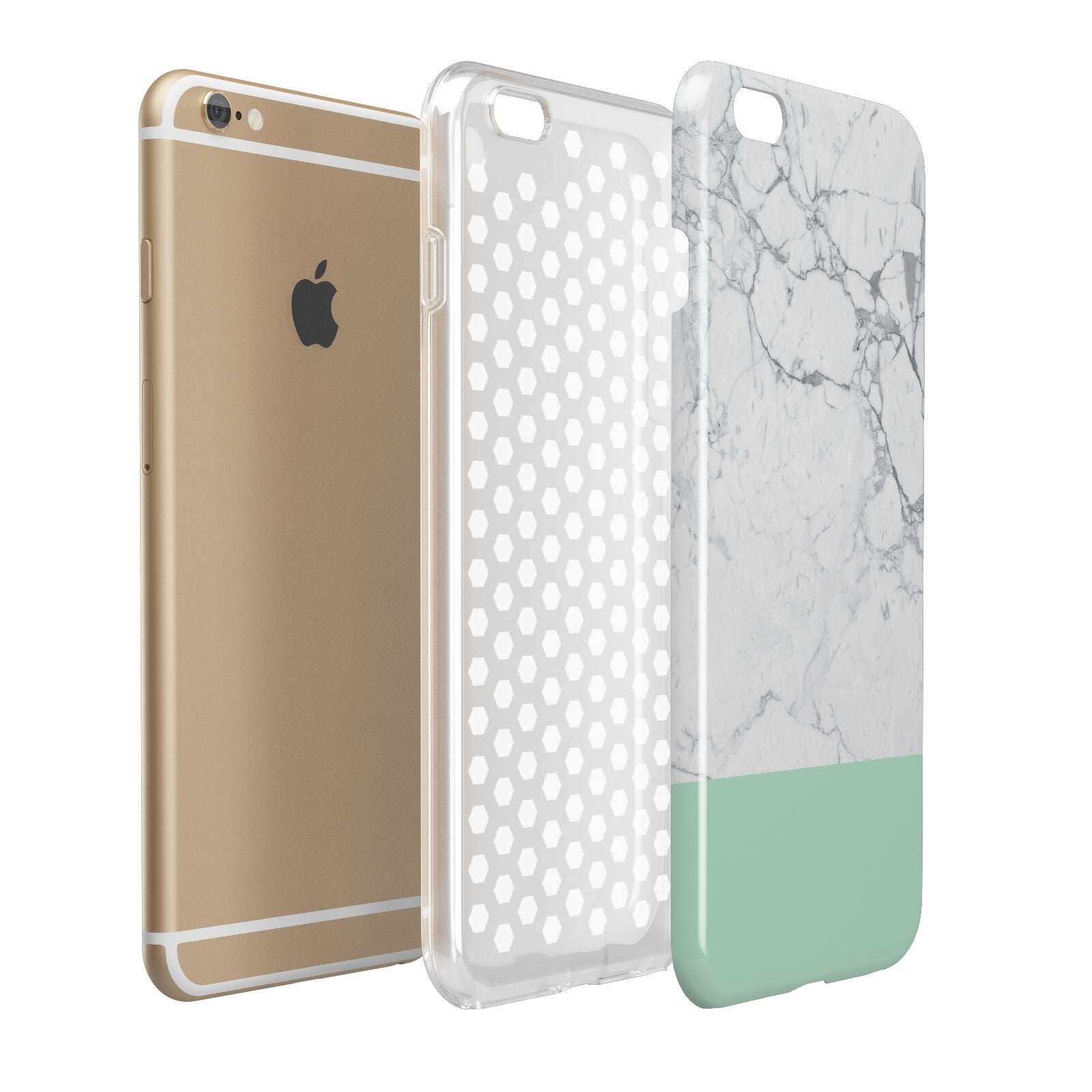 Marble White Carrara Green Apple iPhone 6 Plus 3D Tough Case Expand Detail Image