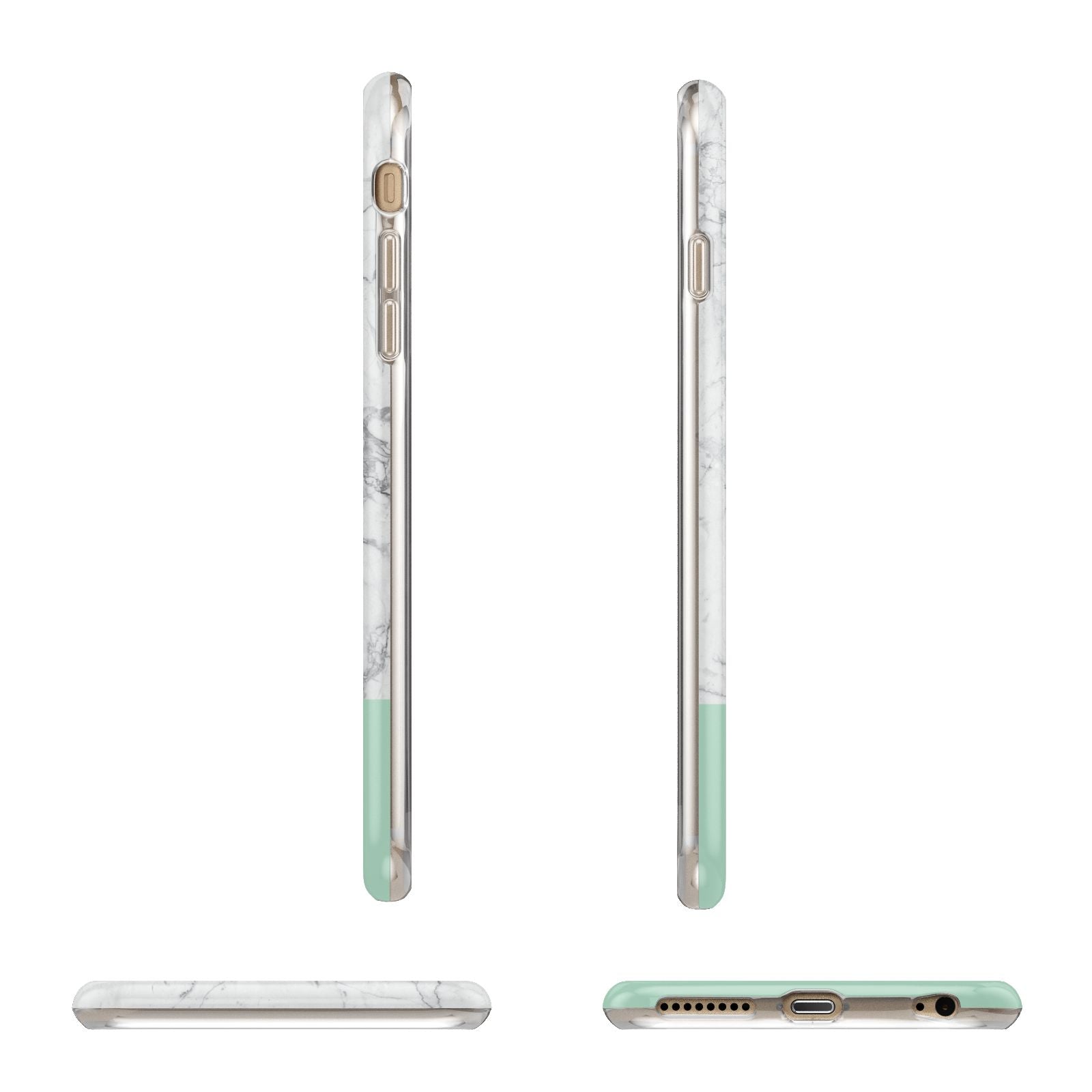 Marble White Carrara Green Apple iPhone 6 Plus 3D Wrap Tough Case Alternative Image Angles