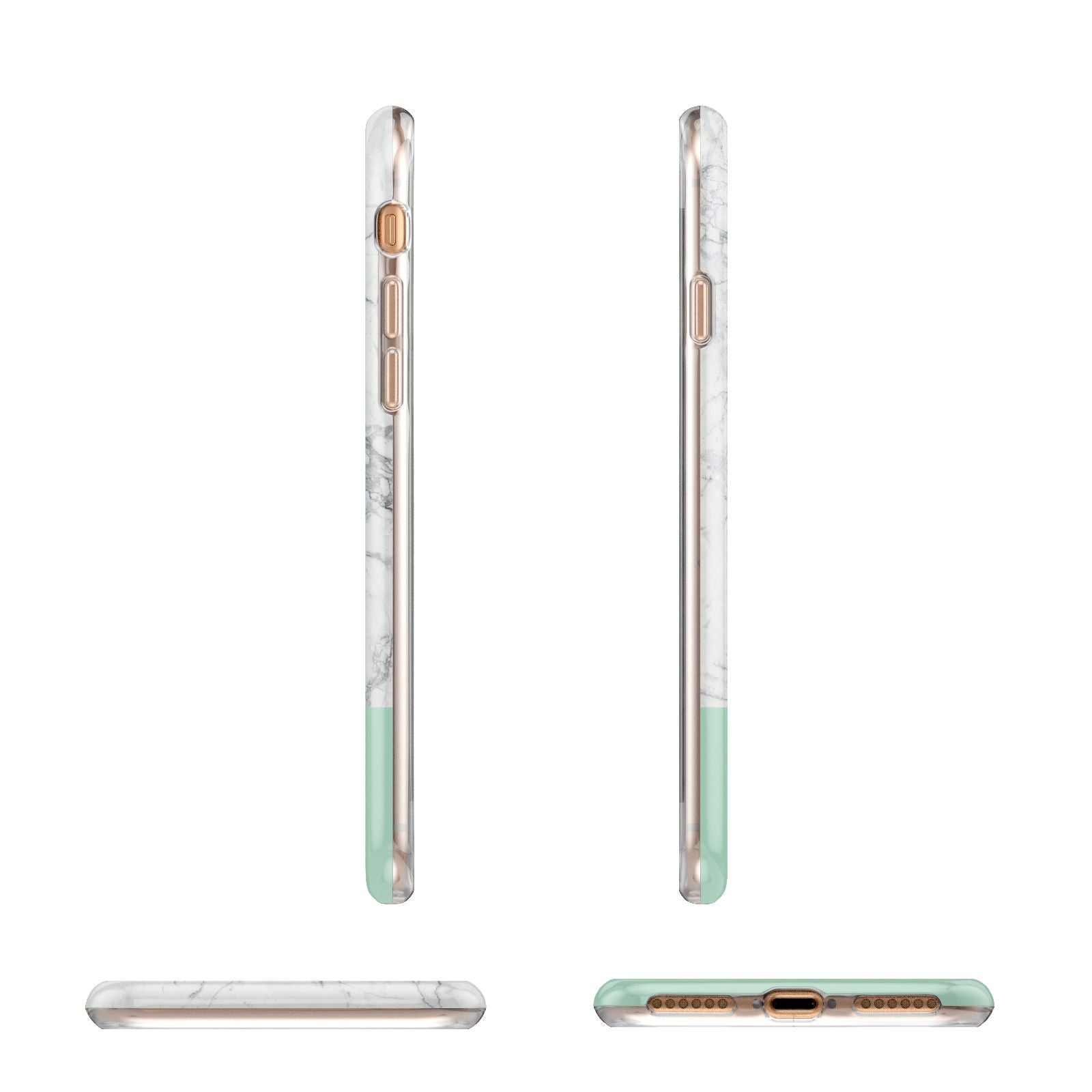 Marble White Carrara Green Apple iPhone 7 8 3D Wrap Tough Case Alternative Image Angles
