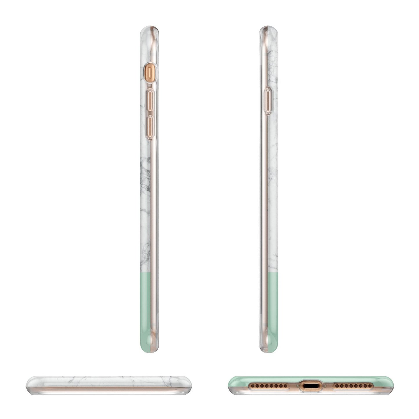 Marble White Carrara Green Apple iPhone 7 8 Plus 3D Wrap Tough Case Alternative Image Angles