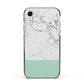 Marble White Carrara Green Apple iPhone XR Impact Case Black Edge on Silver Phone