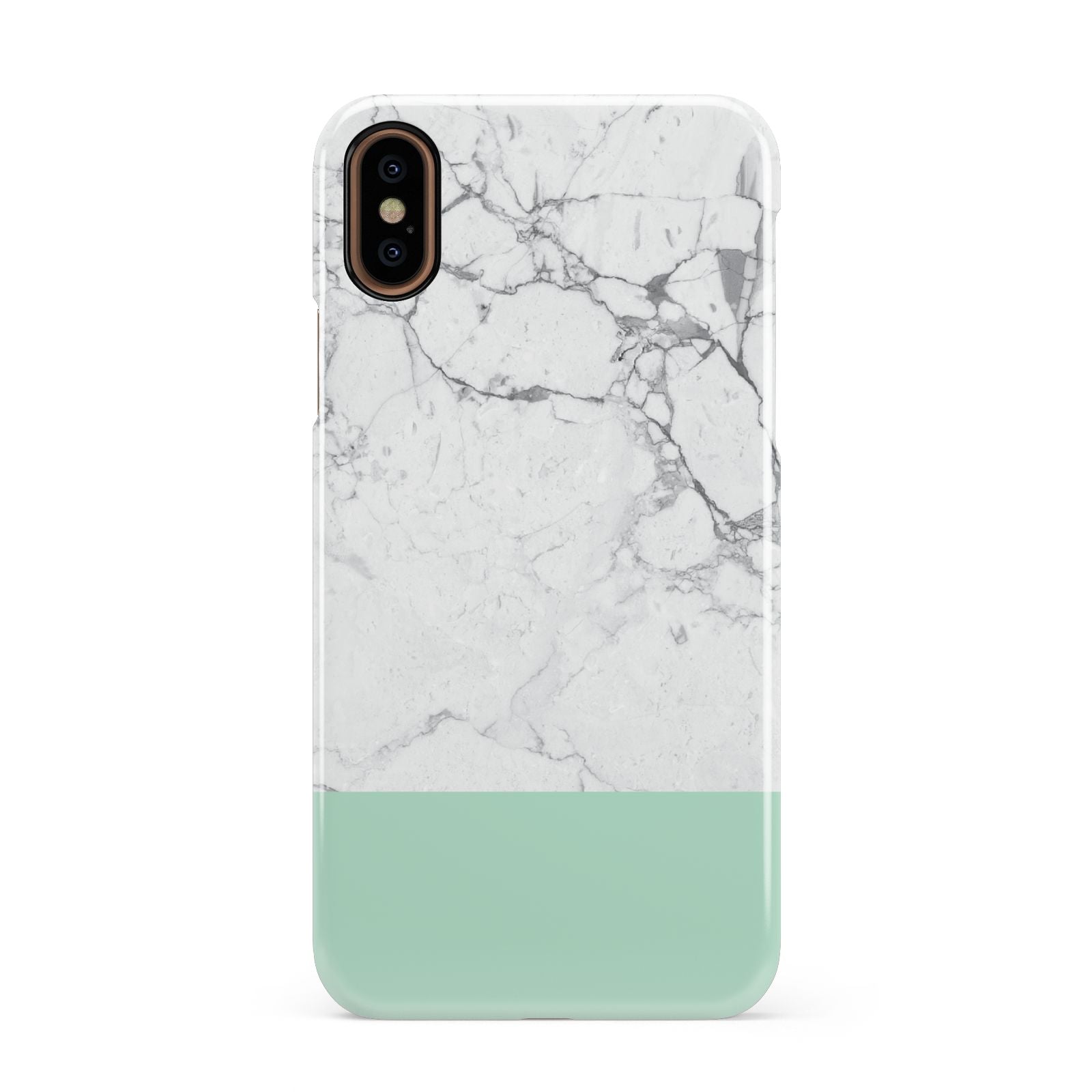 Marble White Carrara Green Apple iPhone XS 3D Snap Case