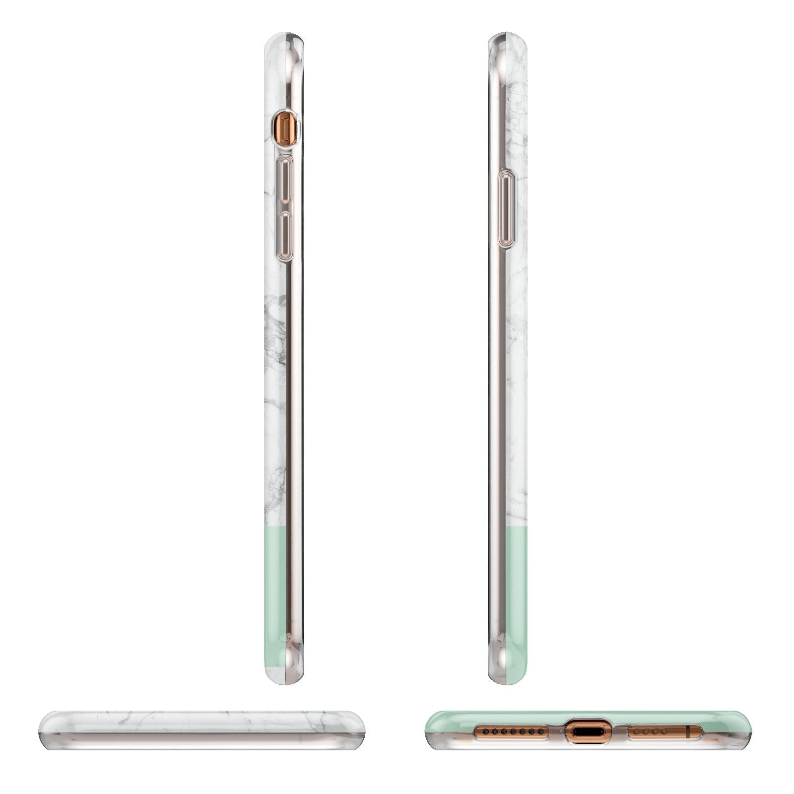 Marble White Carrara Green Apple iPhone XS Max 3D Wrap Tough Case Alternative Image Angles