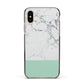 Marble White Carrara Green Apple iPhone Xs Impact Case Black Edge on Gold Phone