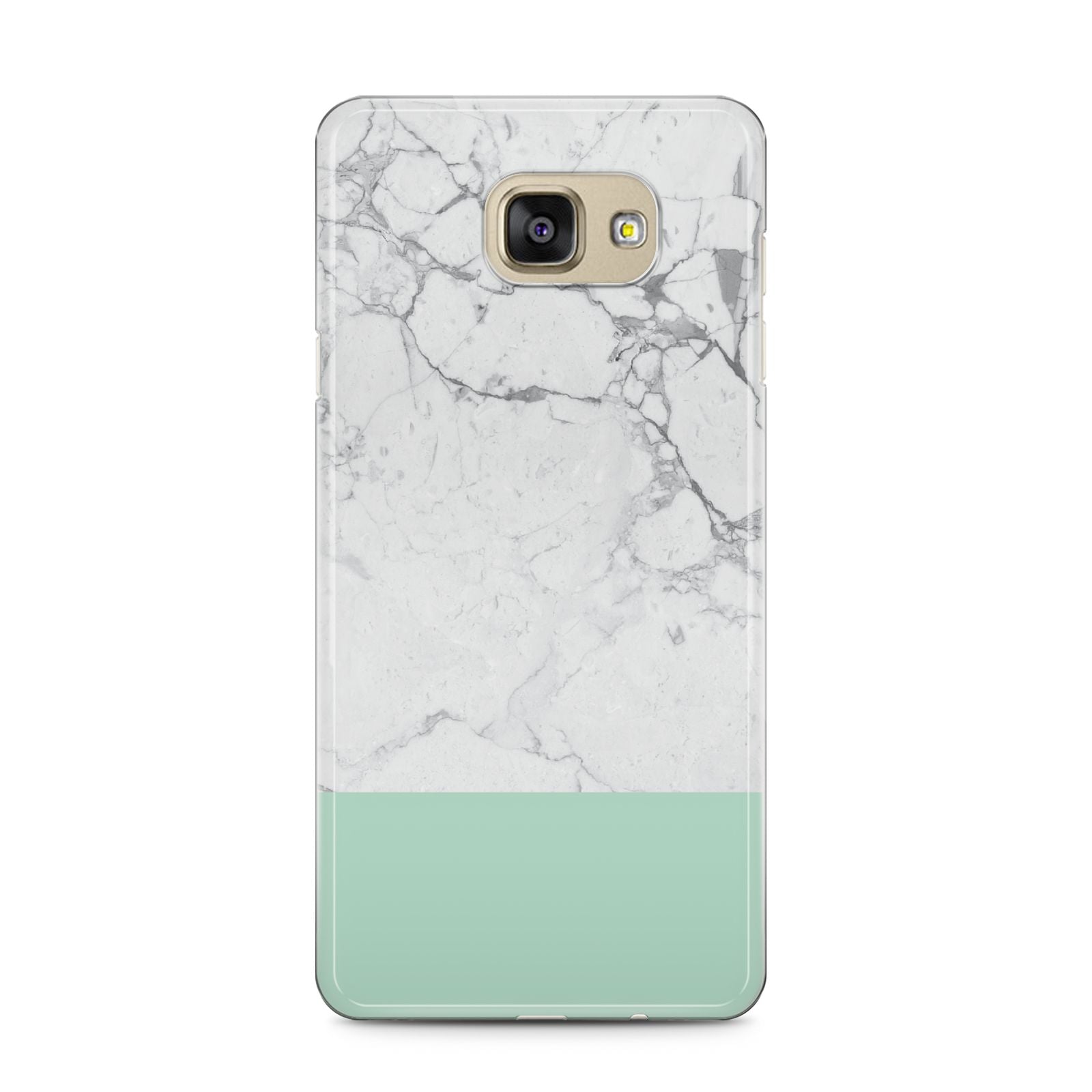 Marble White Carrara Green Samsung Galaxy A5 2016 Case on gold phone