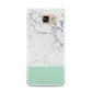 Marble White Carrara Green Samsung Galaxy A9 2016 Case on gold phone