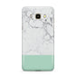 Marble White Carrara Green Samsung Galaxy J7 2016 Case on gold phone