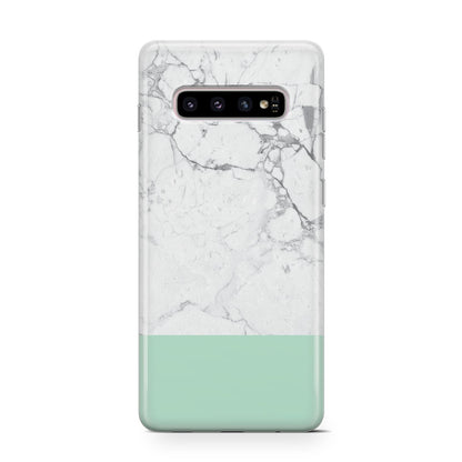 Marble White Carrara Green Samsung Galaxy S10 Case