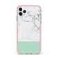 Marble White Carrara Green iPhone 11 Pro Max Impact Pink Edge Case