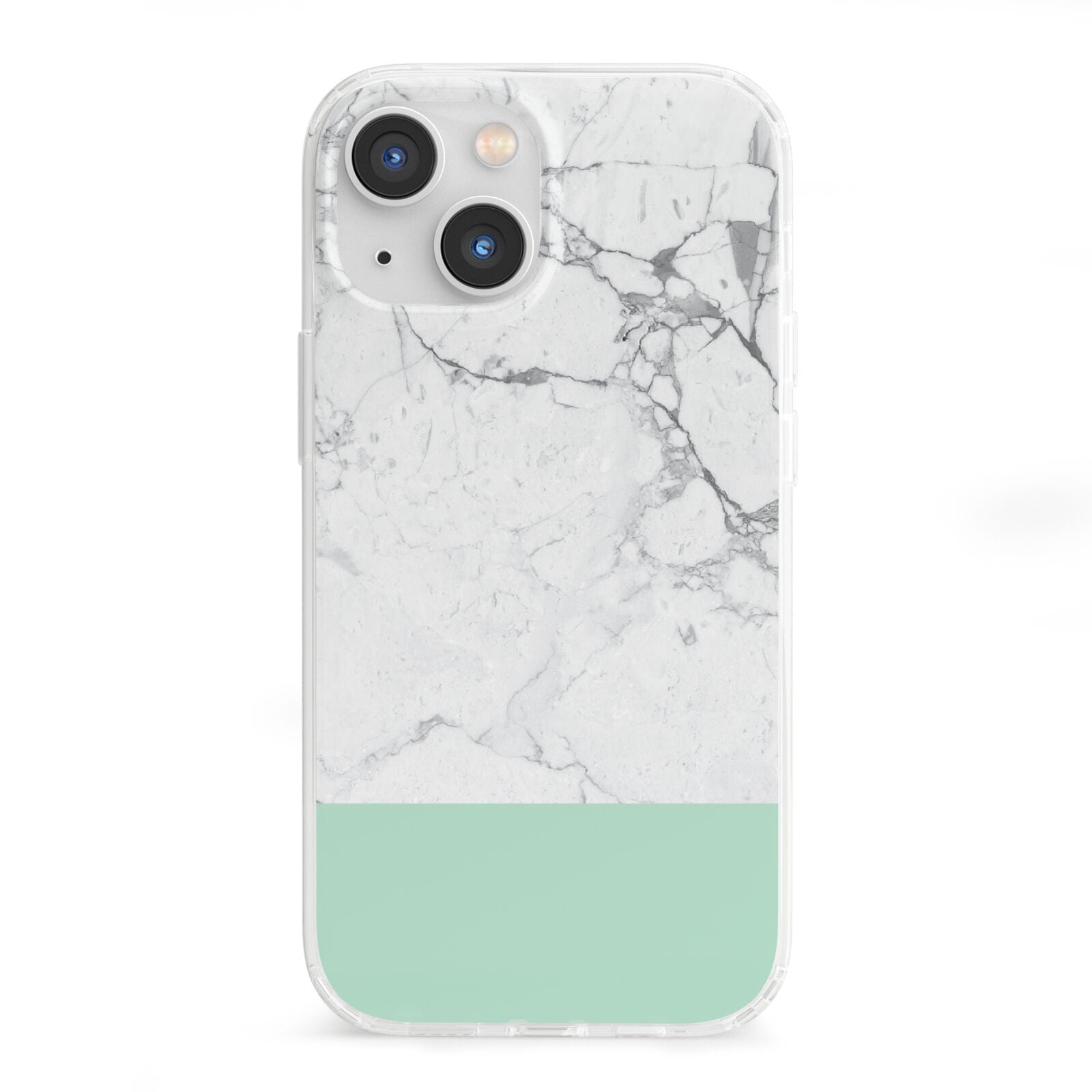 Marble White Carrara Green iPhone 13 Mini Clear Bumper Case