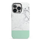 Marble White Carrara Green iPhone 13 Pro Full Wrap 3D Tough Case