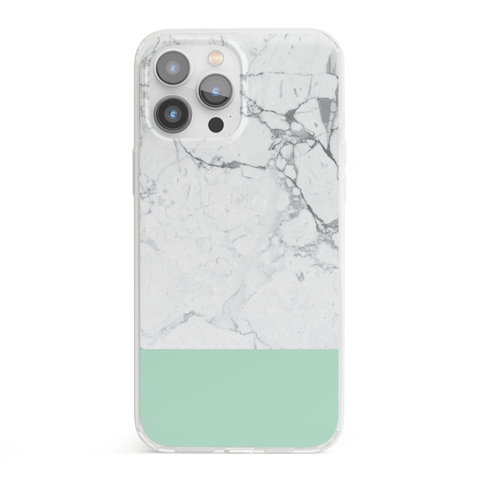 Marble White Carrara Green iPhone 13 Pro Max Clear Bumper Case