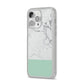 Marble White Carrara Green iPhone 14 Pro Max Clear Tough Case Silver Angled Image