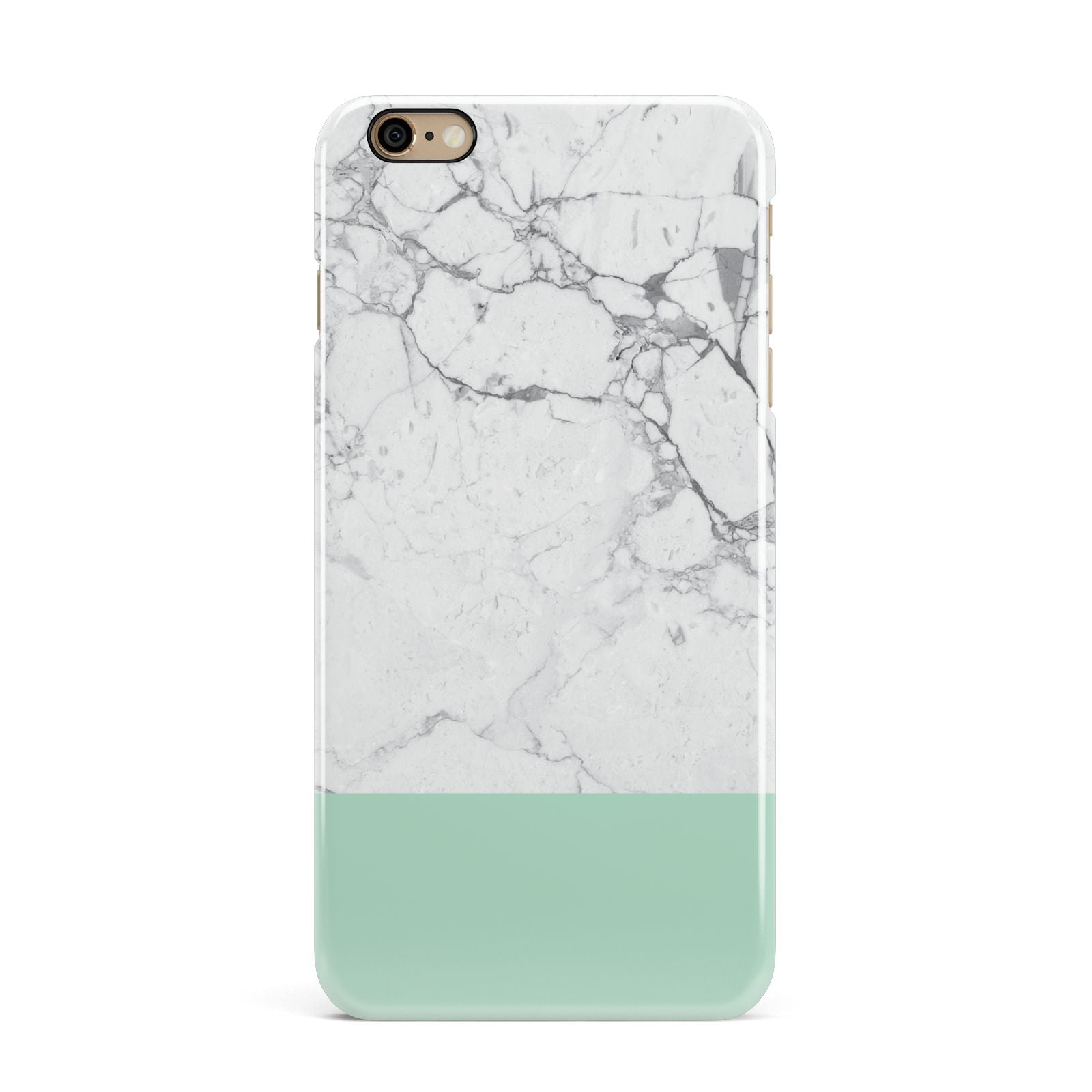 Marble White Carrara Green iPhone 6 Plus 3D Snap Case on Gold Phone