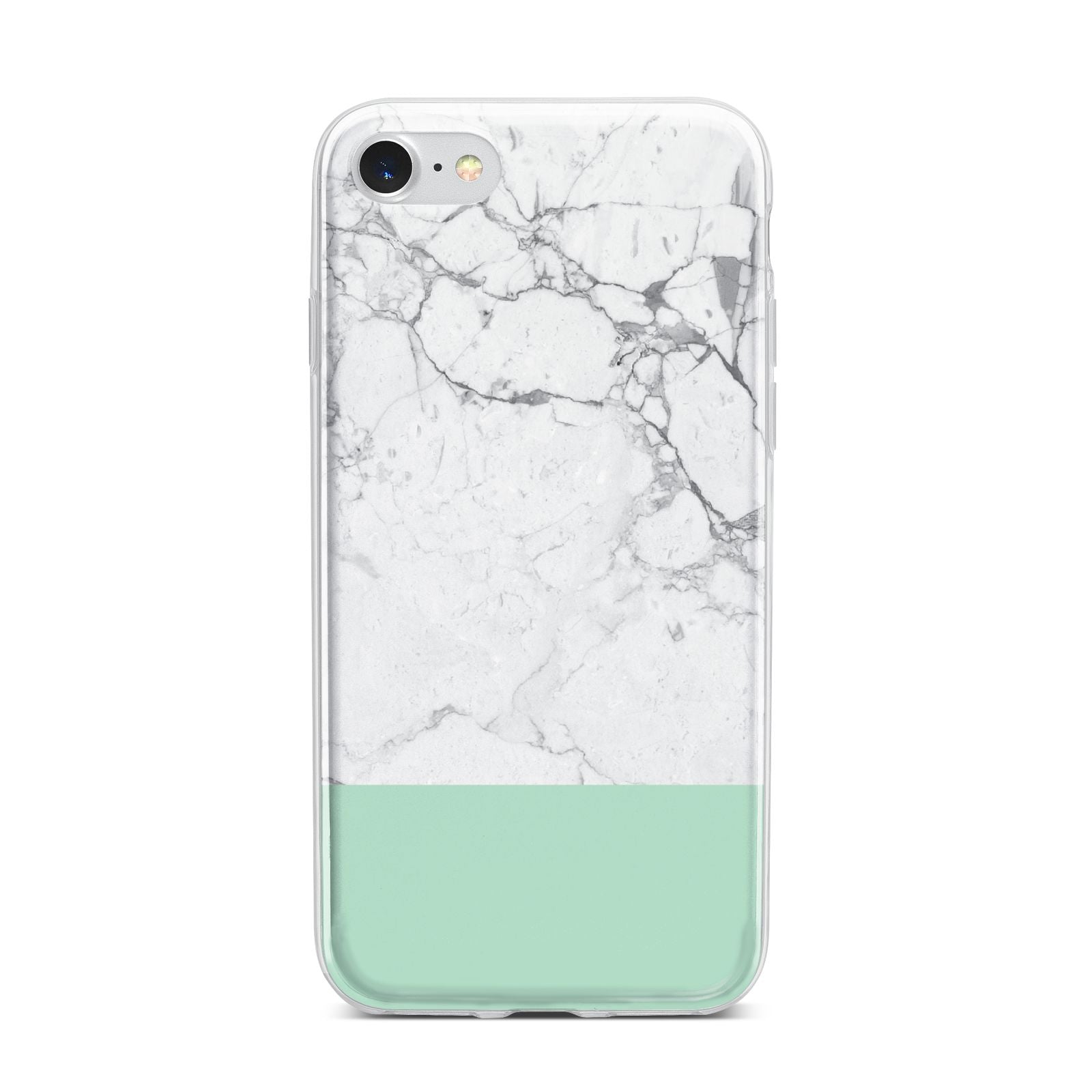 Marble White Carrara Green iPhone 7 Bumper Case on Silver iPhone
