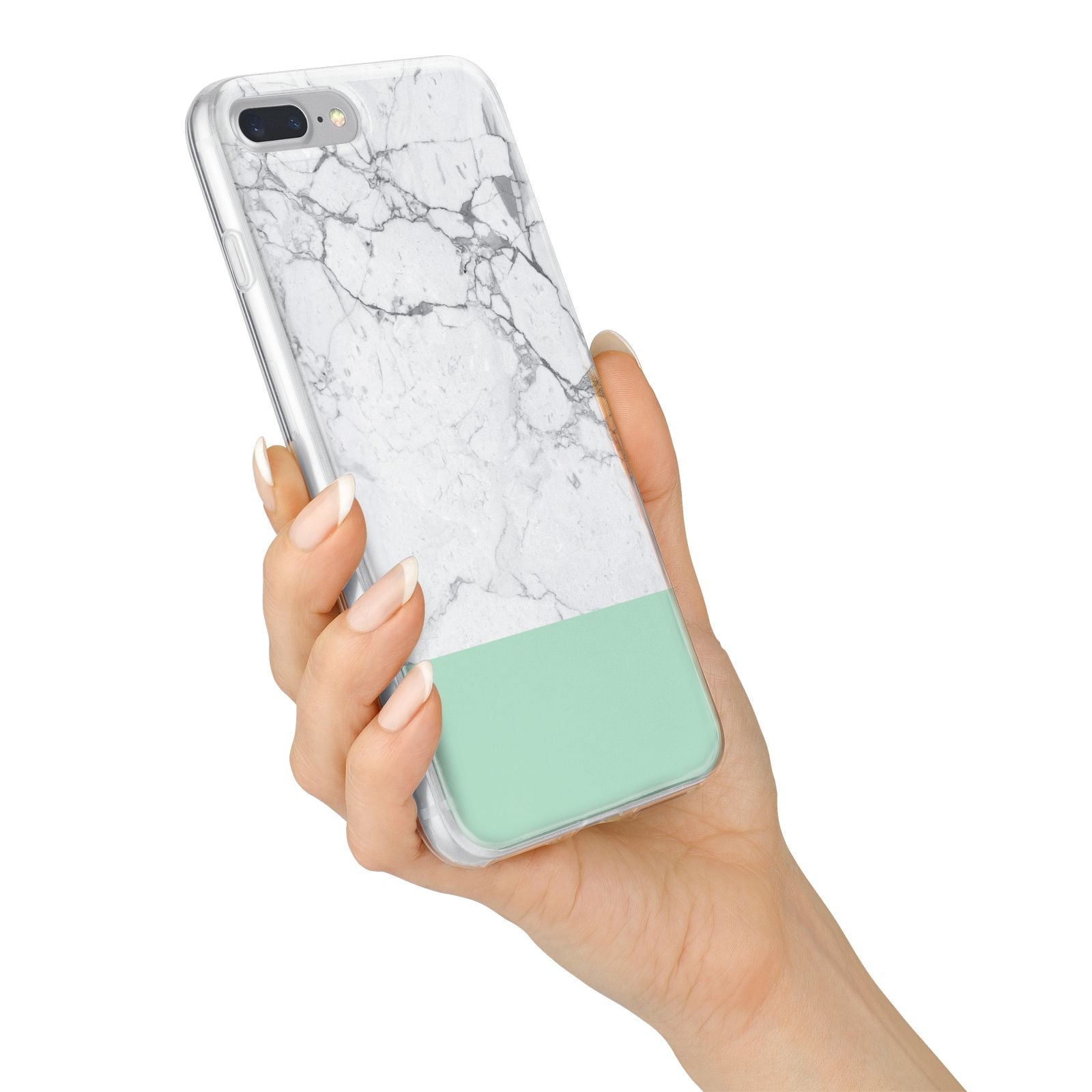 Marble White Carrara Green iPhone 7 Plus Bumper Case on Silver iPhone Alternative Image