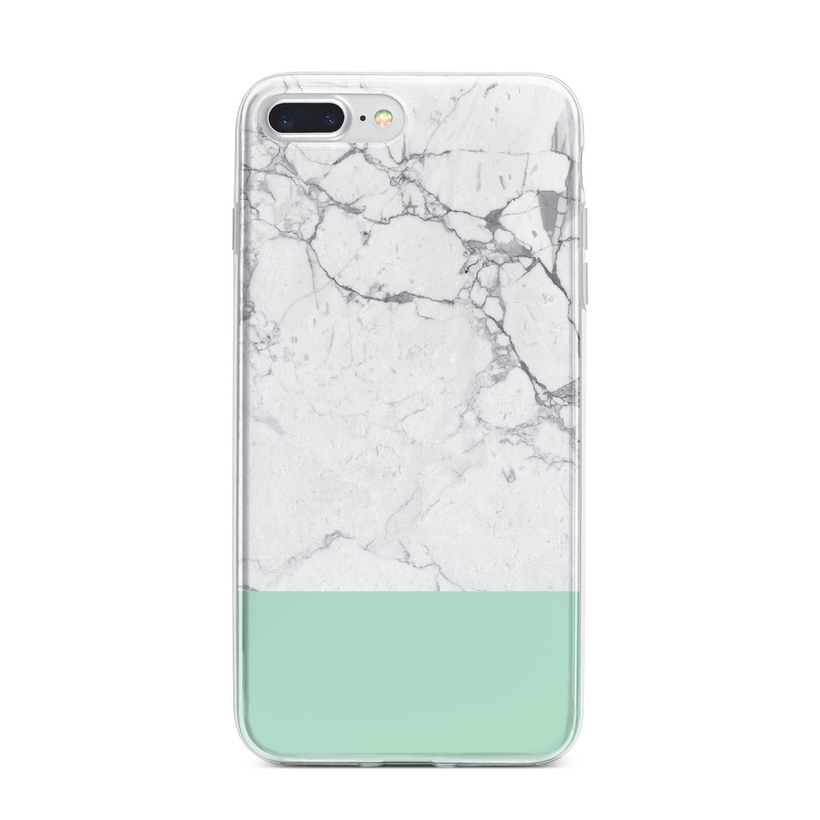Marble White Carrara Green iPhone 7 Plus Bumper Case on Silver iPhone