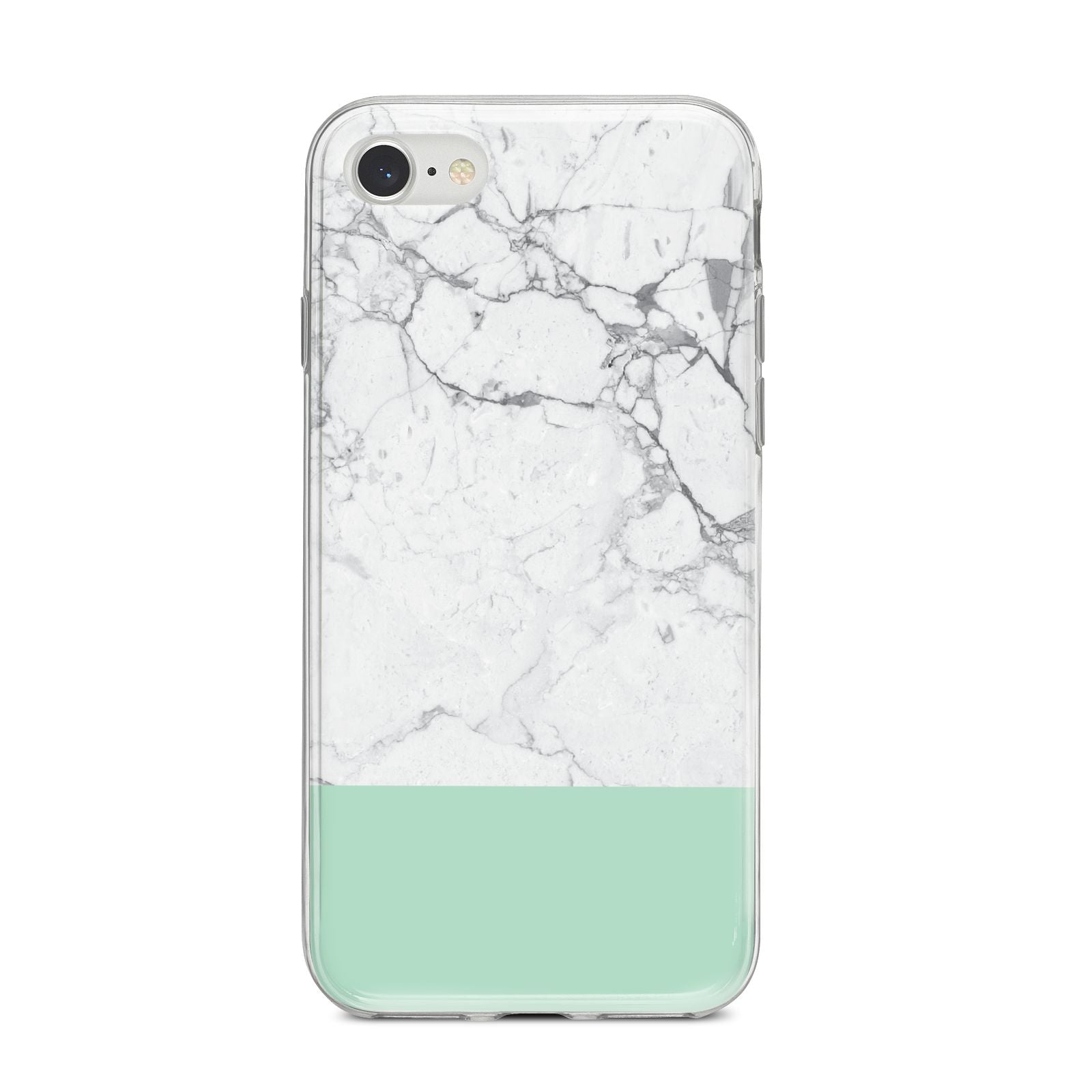 Marble White Carrara Green iPhone 8 Bumper Case on Silver iPhone