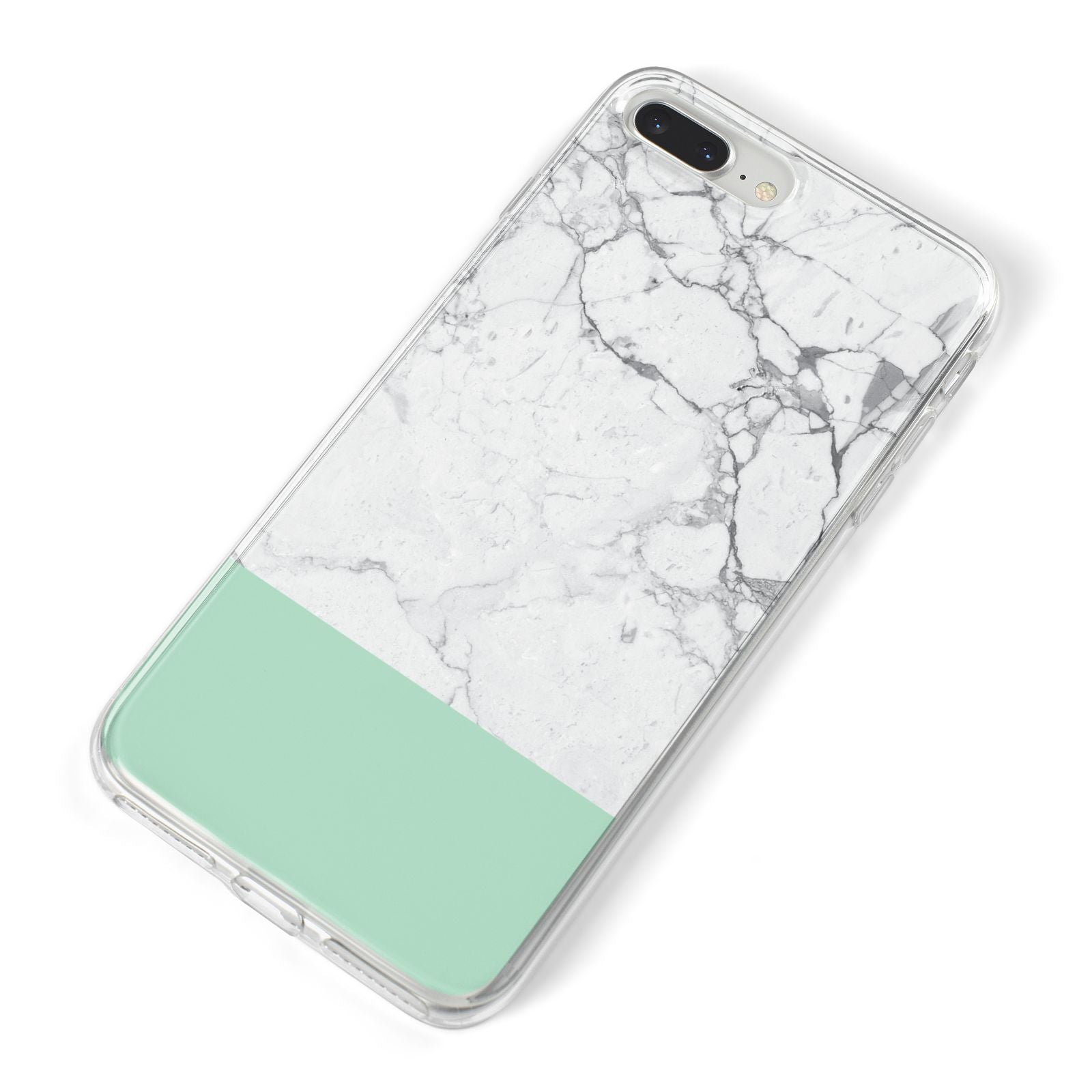 Marble White Carrara Green iPhone 8 Plus Bumper Case on Silver iPhone Alternative Image