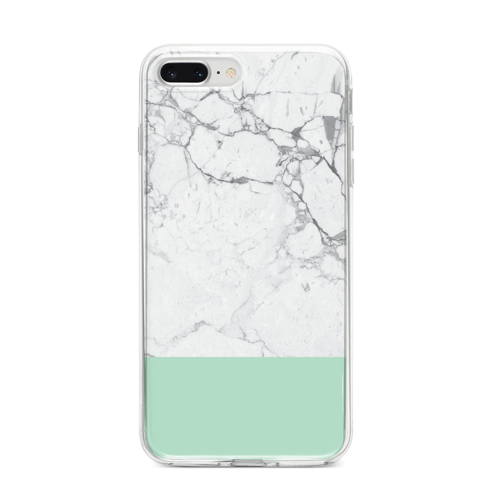Marble White Carrara Green iPhone 8 Plus Bumper Case on Silver iPhone