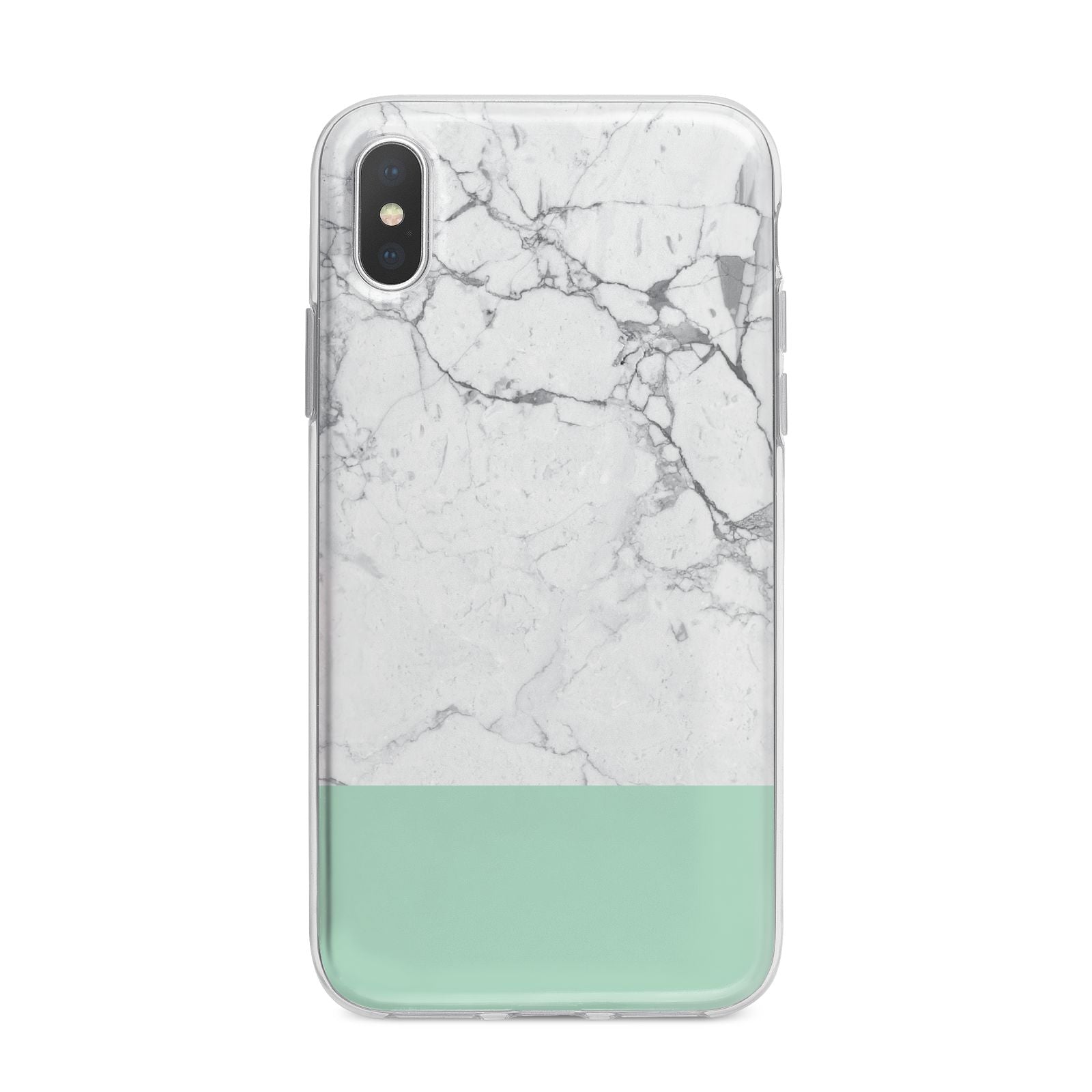 Marble White Carrara Green iPhone X Bumper Case on Silver iPhone Alternative Image 1