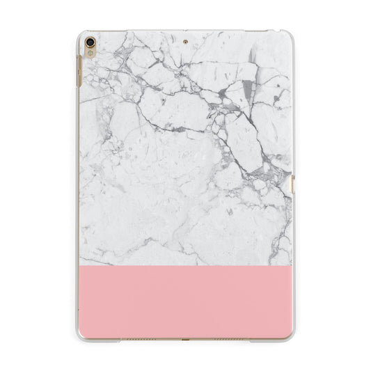 Marble White Carrara Pink Apple iPad Gold Case