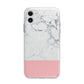Marble White Carrara Pink Apple iPhone 11 in White with Bumper Case