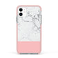 Marble White Carrara Pink Apple iPhone 11 in White with Pink Impact Case