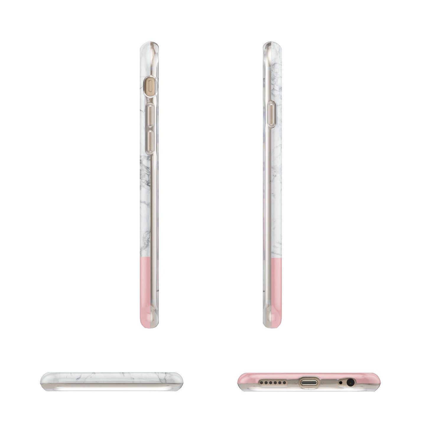 Marble White Carrara Pink Apple iPhone 6 3D Wrap Tough Case Alternative Image Angles