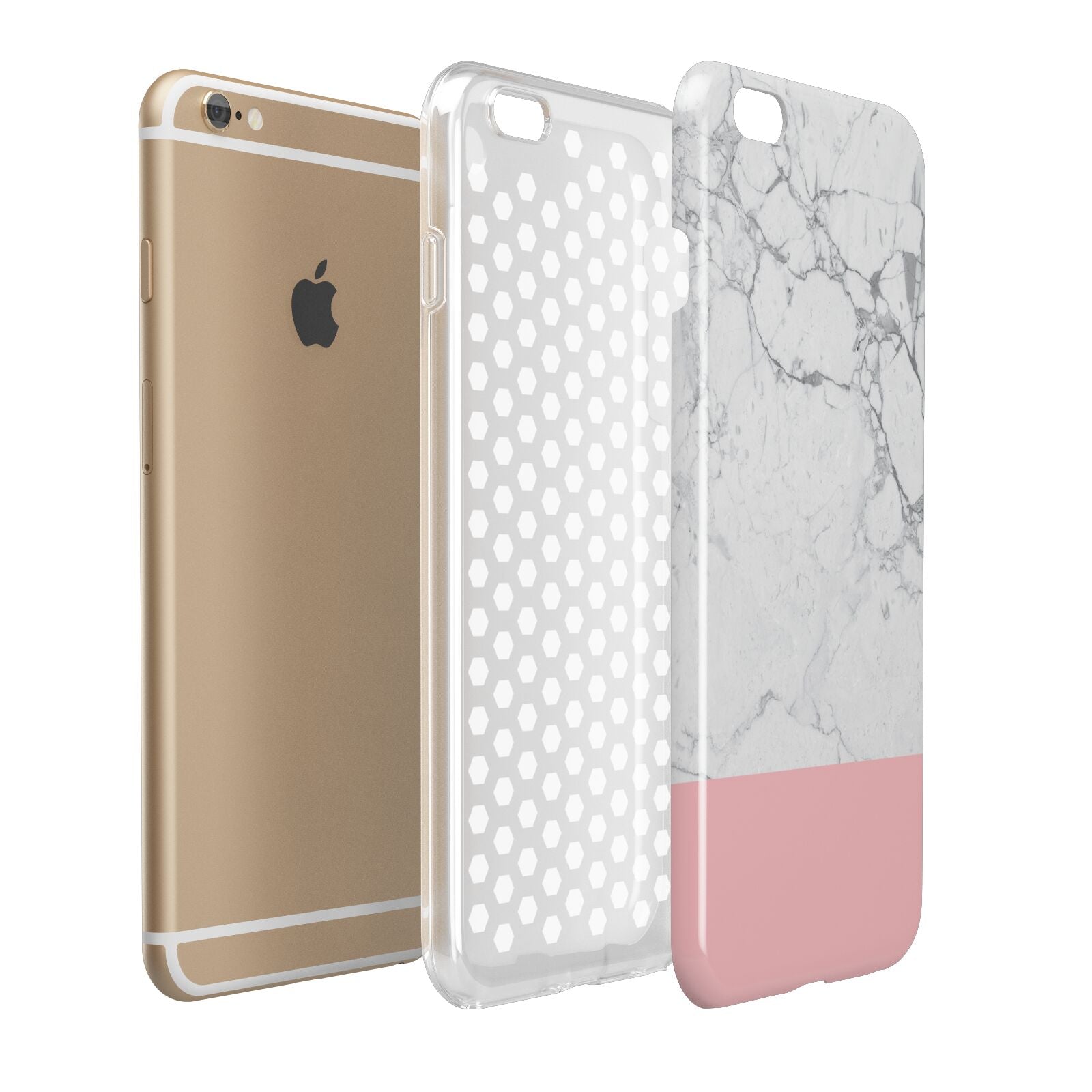 Marble White Carrara Pink Apple iPhone 6 Plus 3D Tough Case Expand Detail Image
